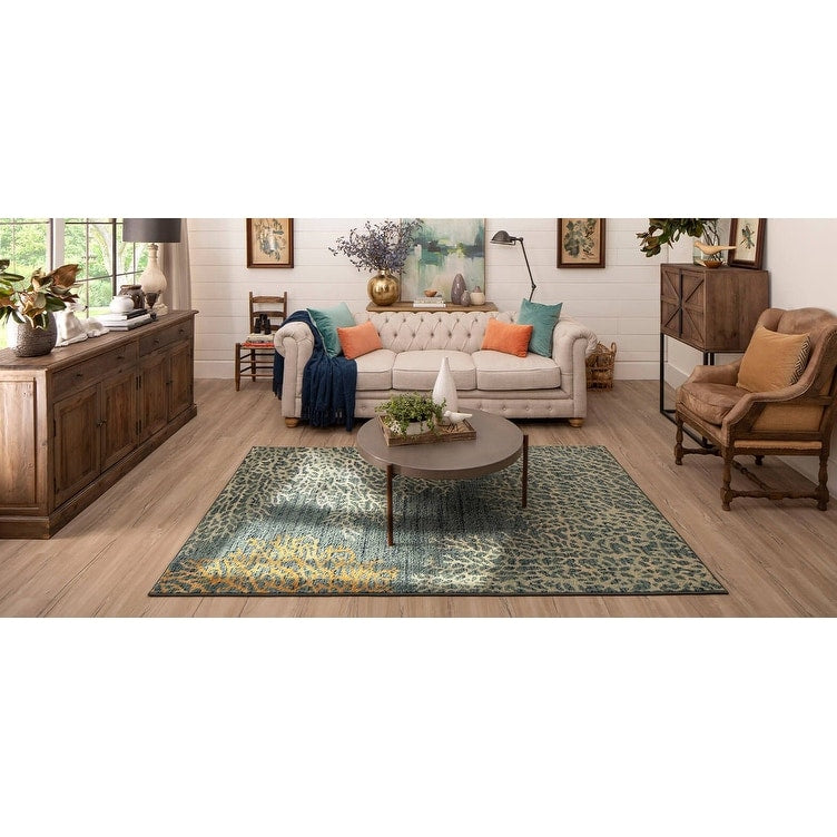Mohawk Home Coral Reef Coastal Blue Area Rug