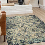 Mohawk Home Milan Navy Geometric Ornamental Medallion Area Rug