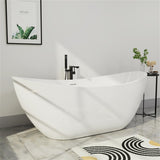 Mokleba 67" Freestanding Acrylic Bathtub Modern Stand Soaking Tub with Overflow & Polished Chrome Pop-up Drain