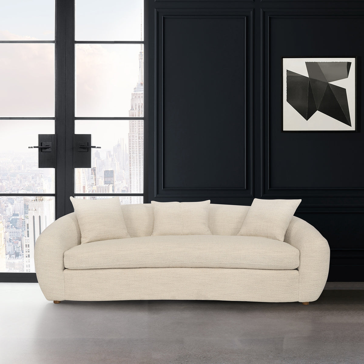 Molly 97" Upholstered Curved Cloud Sofa Couch in Pearl