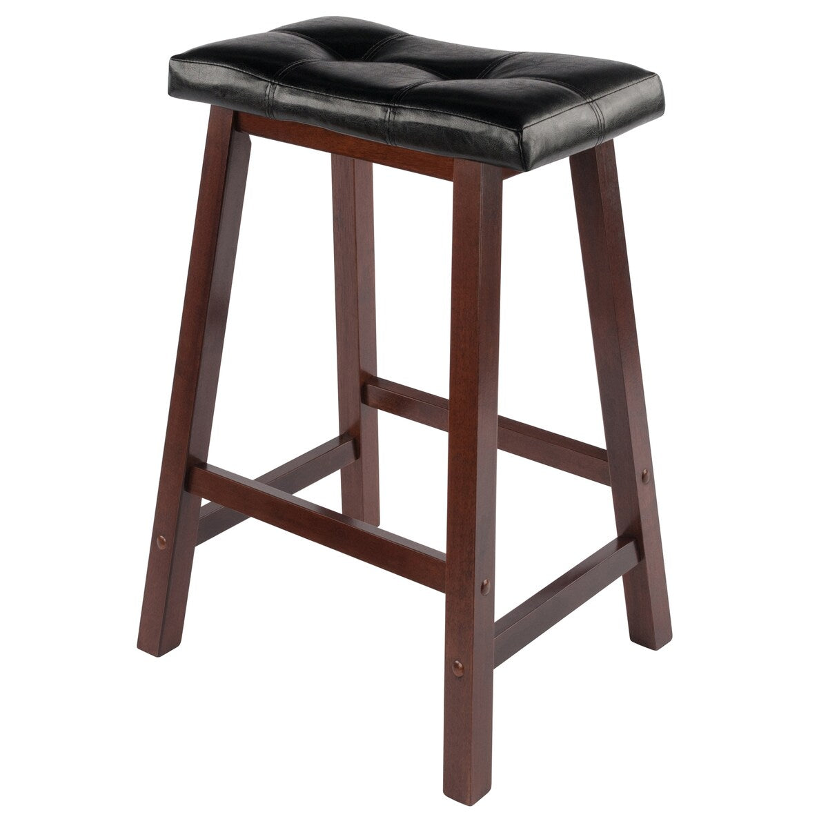 Mona Cushion Saddle Seat Counter Stool, Black and Walnut - 17.48"W x 14.47"D x 24.84"H
