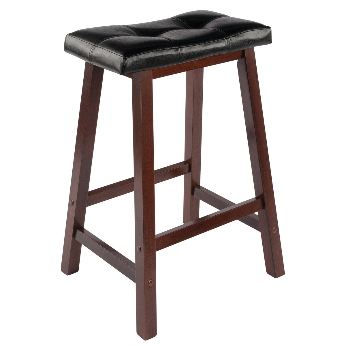 Mona Cushion Saddle Seat Counter Stool, Black and Walnut - 17.48"W x 14.47"D x 24.84"H