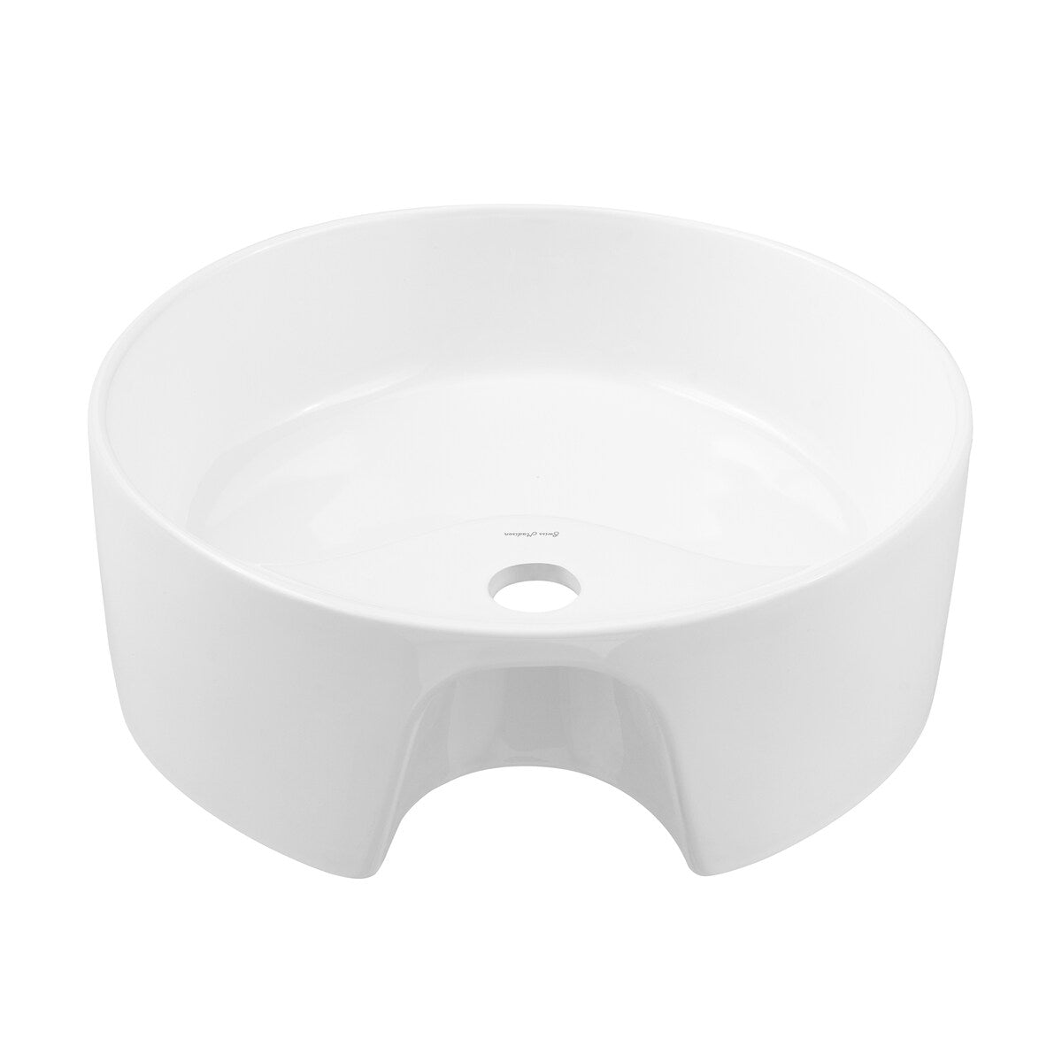 Monaco 15.75" Round Console Sink With Faucet Mount, White Basin Brushed Gold Legs - 15.75" x 15.75" x 5.51"