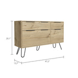 FM Furniture Monaco Double Dresser with 4 Drawers, Superior Top, and Hairpin Legs