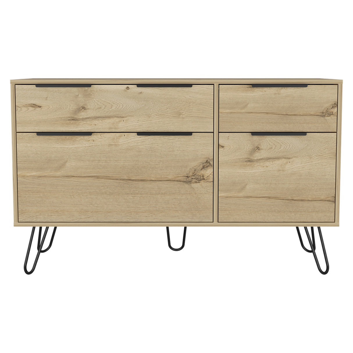 FM Furniture Monaco Double Dresser with 4 Drawers, Superior Top, and Hairpin Legs
