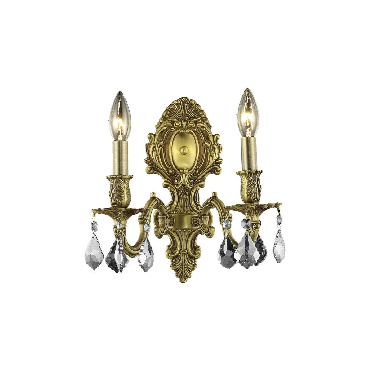 Monarch 2 light French Gold Wall Sconce Clear Royal Cut Crystal - One Size