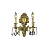 Monarch 2 light French Gold Wall Sconce Clear Royal Cut Crystal - One Size