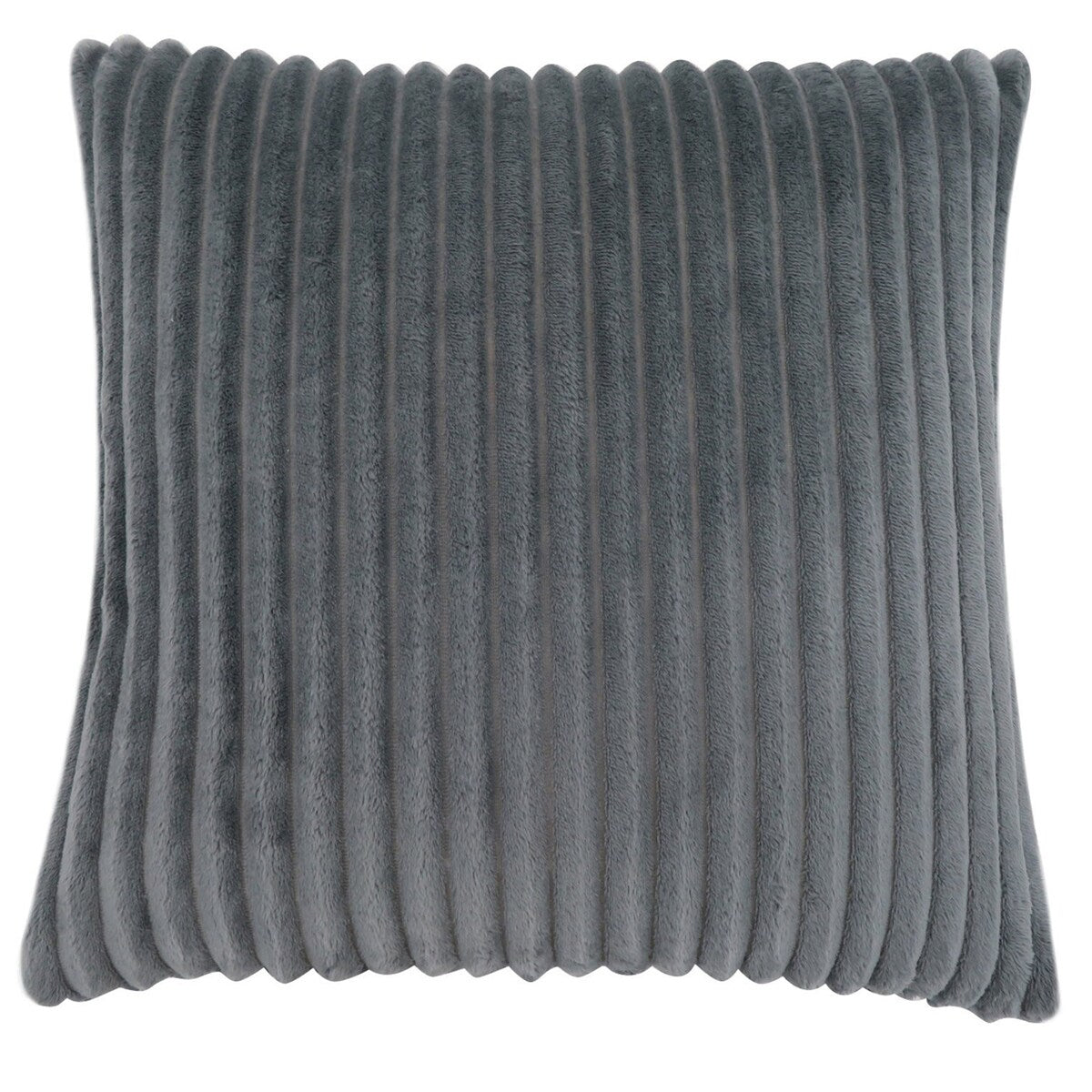 Monarch Specialties Pillow 18"X 18" Grey Ultra Soft Ribbed Style 1Pc