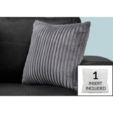 Monarch Specialties Pillow 18"X 18" Grey Ultra Soft Ribbed Style 1Pc