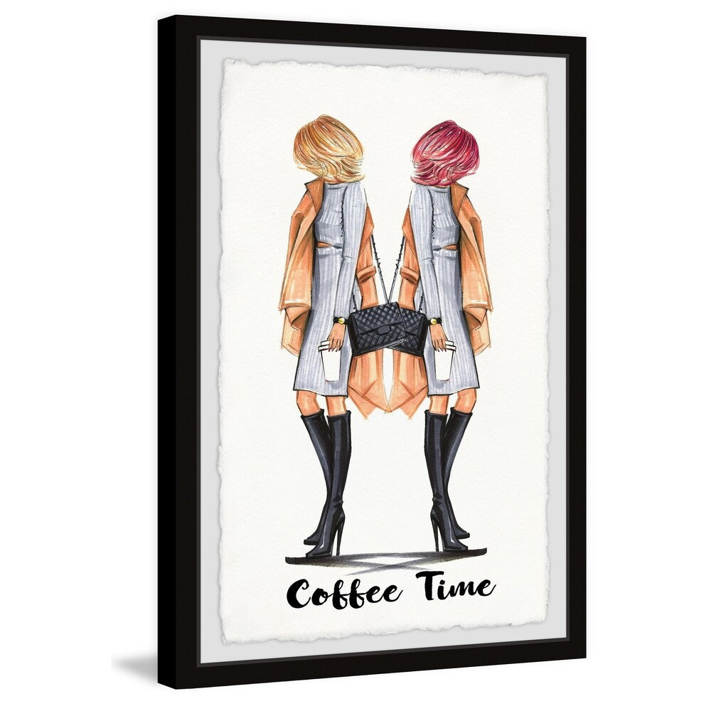 'Monday Coffee Time' Framed Painting Print - Multi-Color
