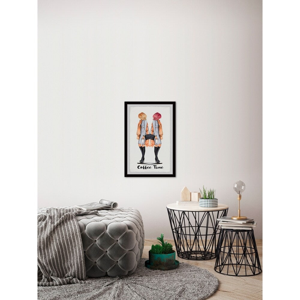 'Monday Coffee Time' Framed Painting Print - Multi-Color
