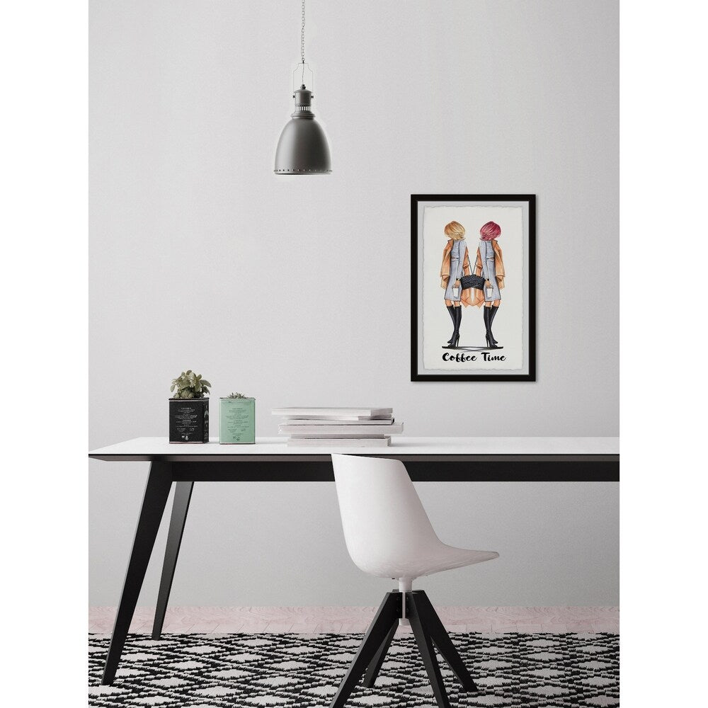 'Monday Coffee Time' Framed Painting Print - Multi-Color