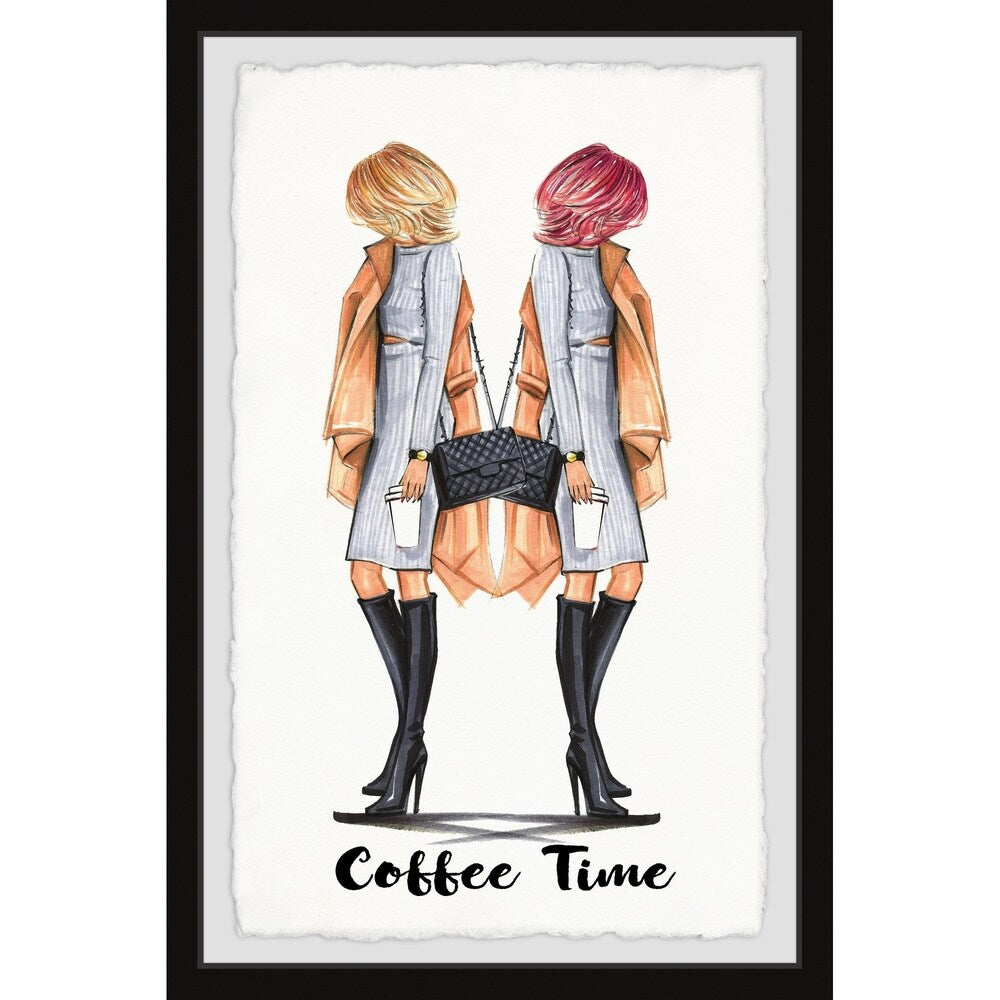 'Monday Coffee Time' Framed Painting Print - Multi-Color