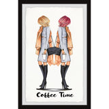 'Monday Coffee Time' Framed Painting Print - Multi-Color