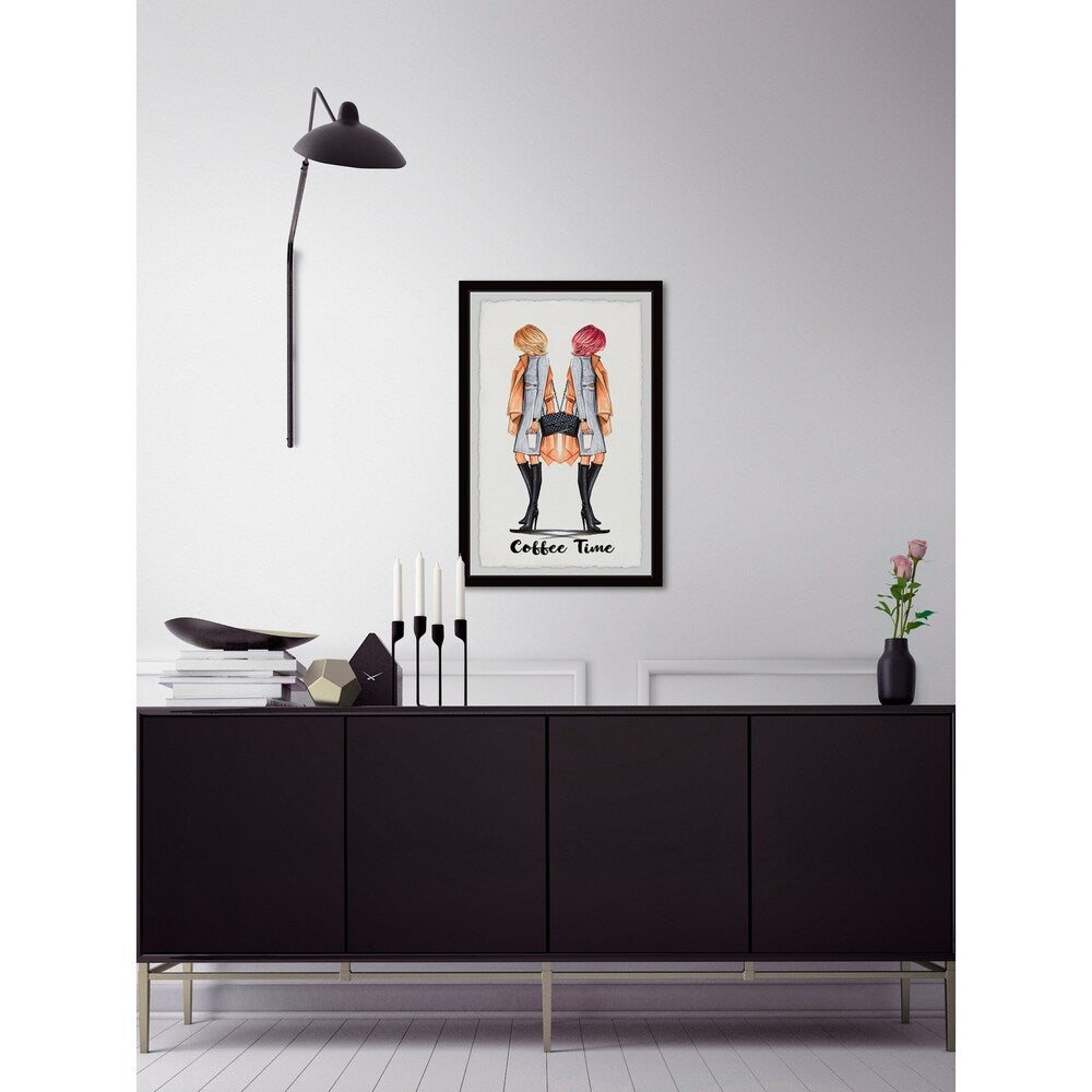 'Monday Coffee Time' Framed Painting Print - Multi-Color