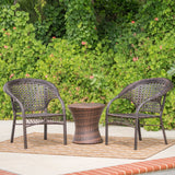 Monroe Outdoor 3-piece Round Wicker Bistro Chat Set by Christopher Knight Home