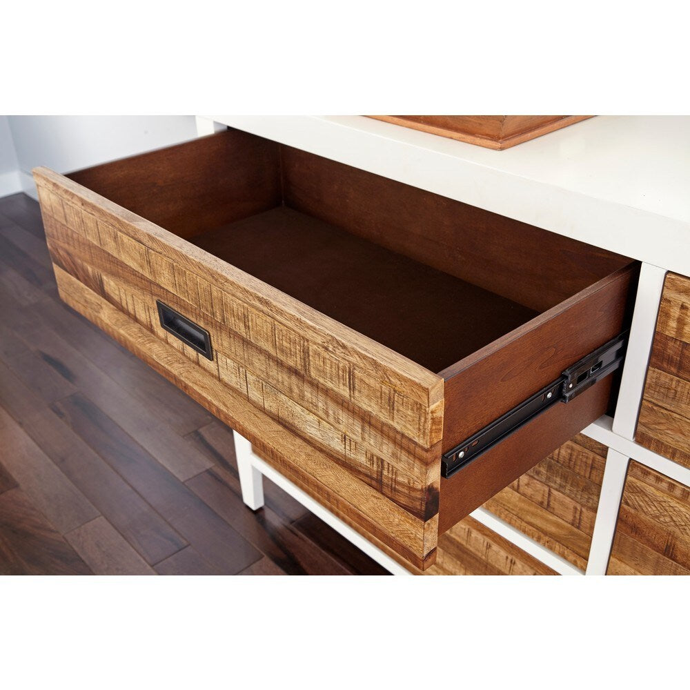 Montana White Lacquer and Natural Sengon 6-Drawer Dresser