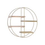 Montfort Round Modern Metal and Wood 4-tier Hanging Wall Shelf