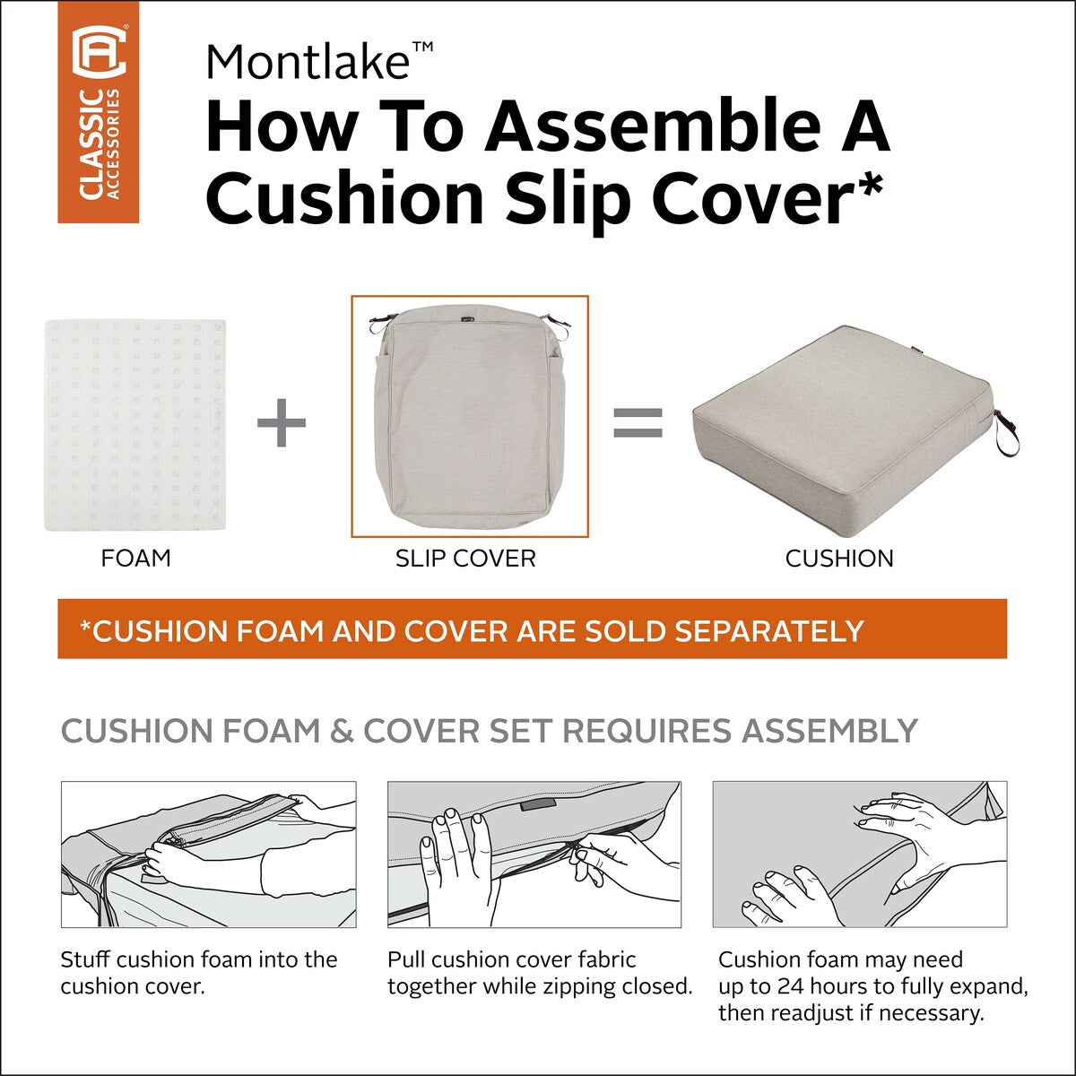 Classic Accessories Montlake Water-resistant Seat Cushion Slip Cover