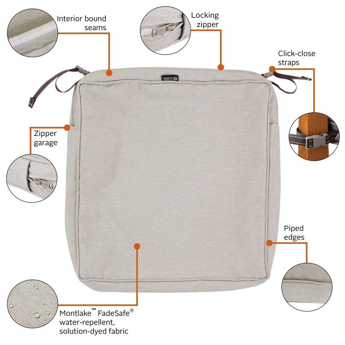 Classic Accessories Montlake Water-resistant Seat Cushion Slip Cover