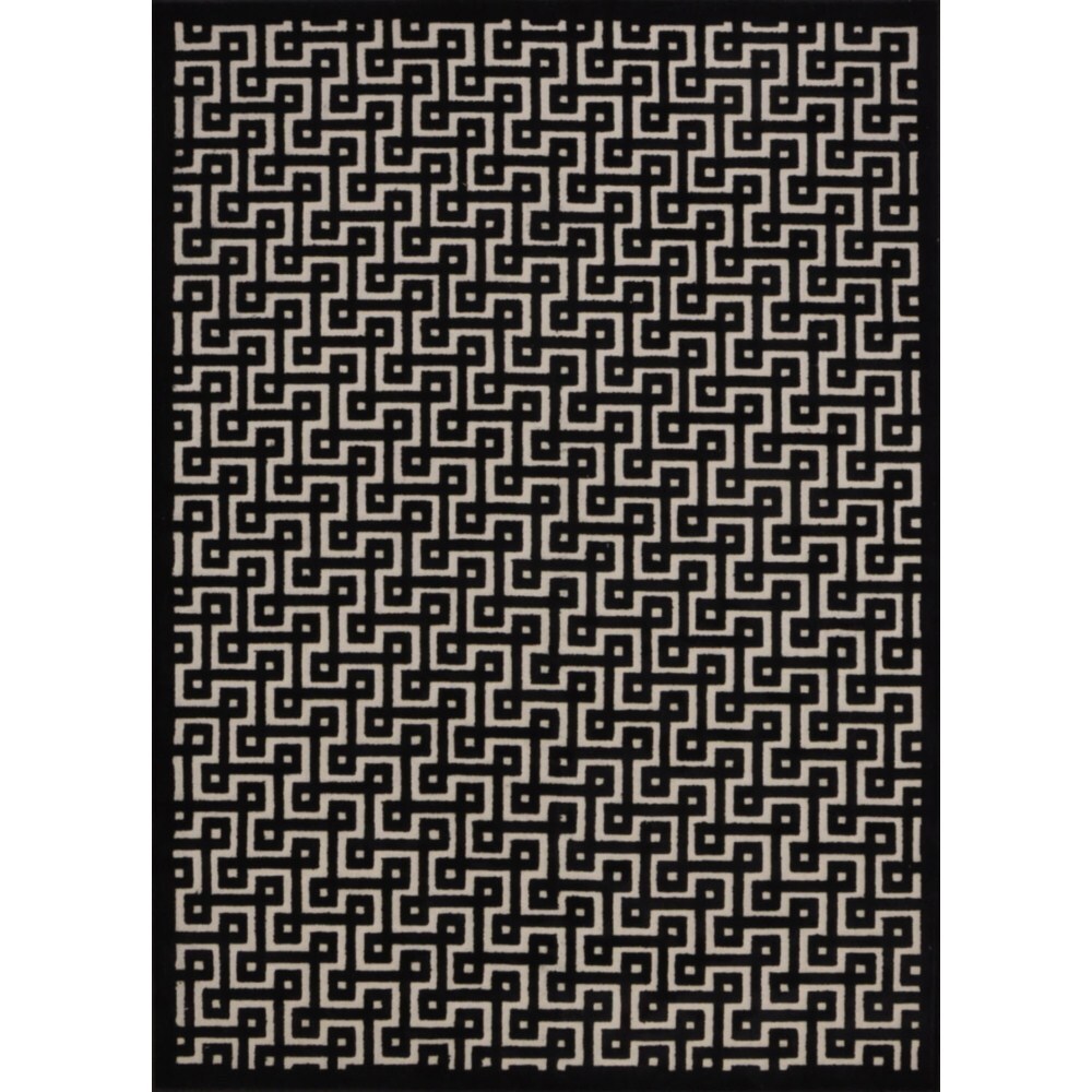 Rug Squared Montrose Ivory/ Black Geometric Area Rug (2'6 x 4') - 2'6" x 4'