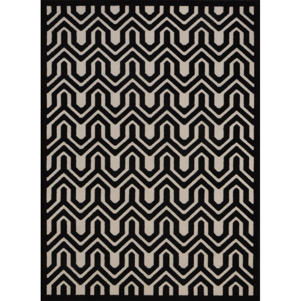Rug Squared Montrose Ivory/ Black Geometric Area Rug (7'9 x 10'10) - 7'9" x 10'10"