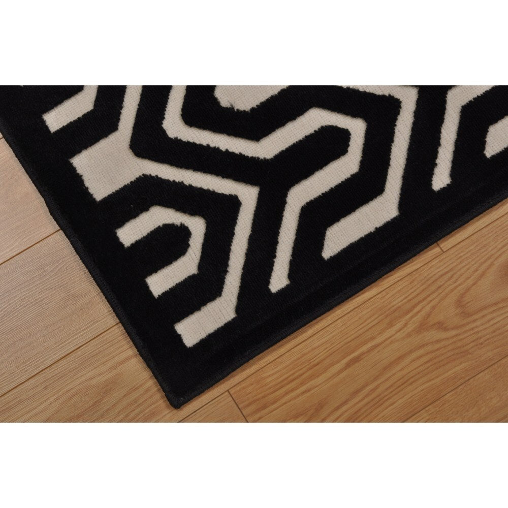 Rug Squared Montrose Ivory/ Black Geometric Area Rug (7'9 x 10'10) - 7'9" x 10'10"