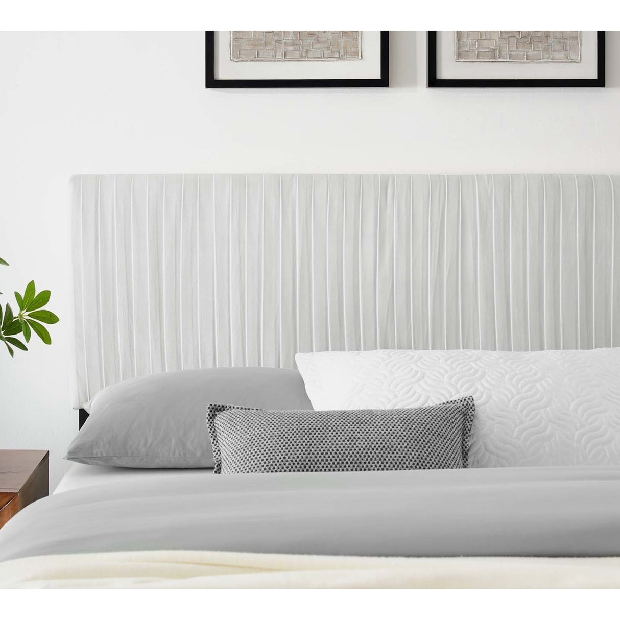 Montrose White Velvet Upholstered Twin Size Headboard