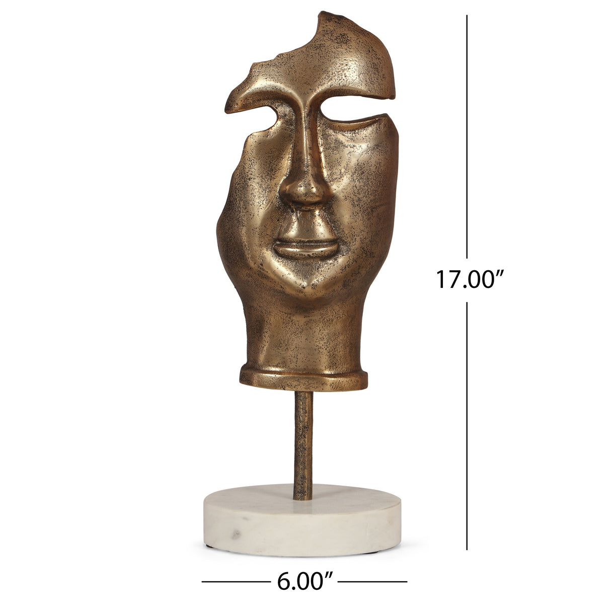 Montville Indoor Aluminum and Marble Handcrafted Abstract Face Decor with Stand by Christopher Knight Home