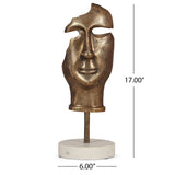 Montville Indoor Aluminum and Marble Handcrafted Abstract Face Decor with Stand by Christopher Knight Home