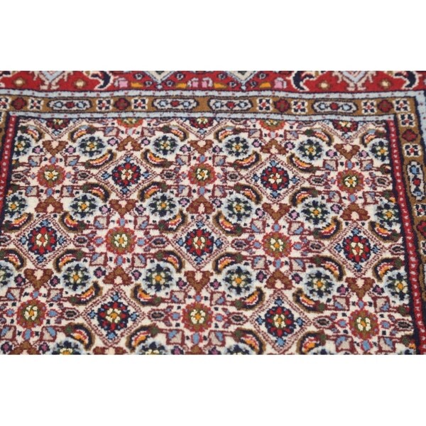 Mood Geometric Hand Knotted Wool & Silk Highlight Persian Rug - 6'3" x 2'8" Runner