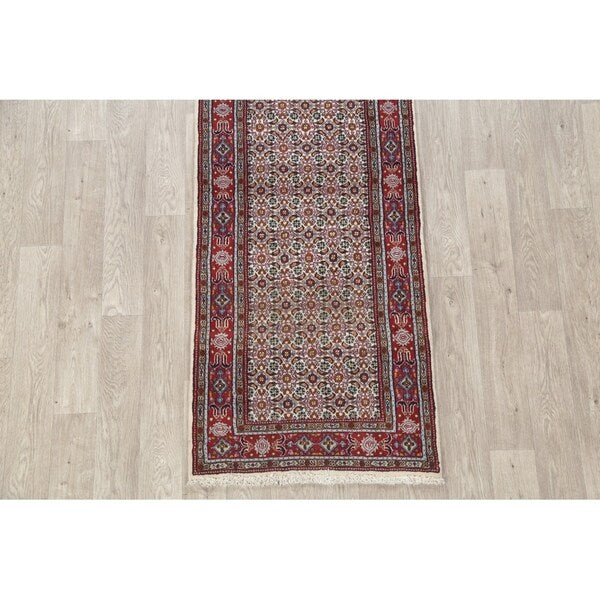 Mood Geometric Hand Knotted Wool & Silk Highlight Persian Rug - 6'3" x 2'8" Runner
