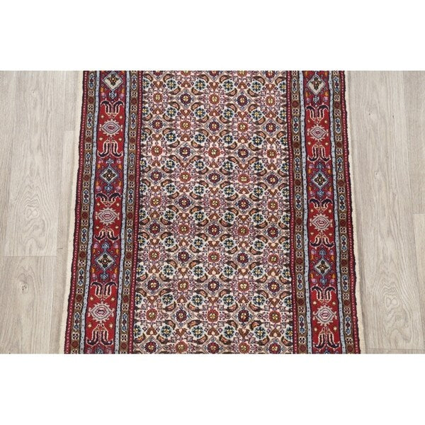 Mood Geometric Hand Knotted Wool & Silk Highlight Persian Rug - 6'3" x 2'8" Runner