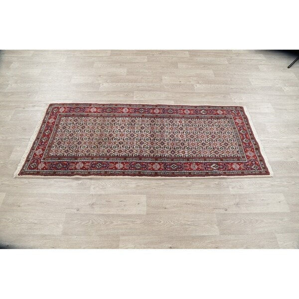 Mood Geometric Hand Knotted Wool & Silk Highlight Persian Rug - 6'3" x 2'8" Runner