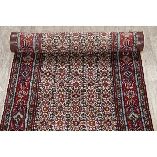 Mood Geometric Hand Knotted Wool & Silk Highlight Persian Rug - 6'3" x 2'8" Runner