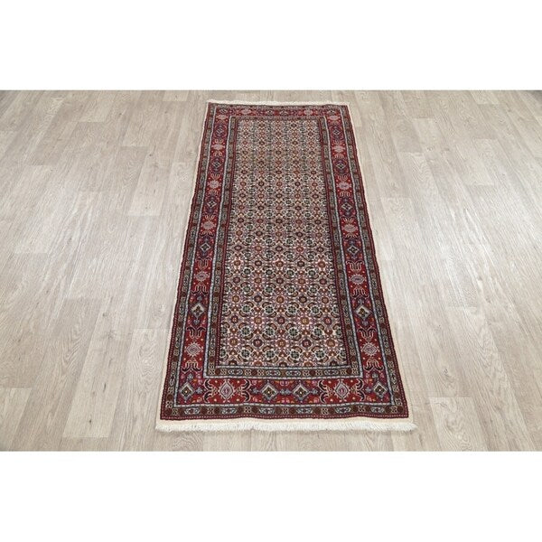 Mood Geometric Hand Knotted Wool & Silk Highlight Persian Rug - 6'3" x 2'8" Runner