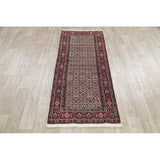 Mood Geometric Hand Knotted Wool & Silk Highlight Persian Rug - 6'3" x 2'8" Runner