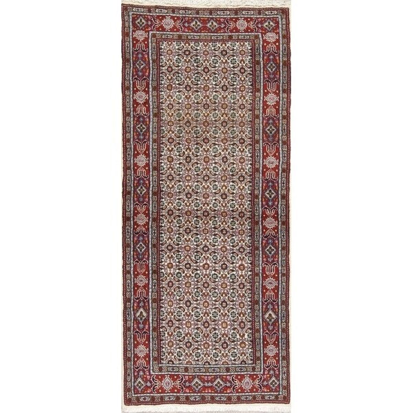Mood Geometric Hand Knotted Wool & Silk Highlight Persian Rug - 6'3" x 2'8" Runner