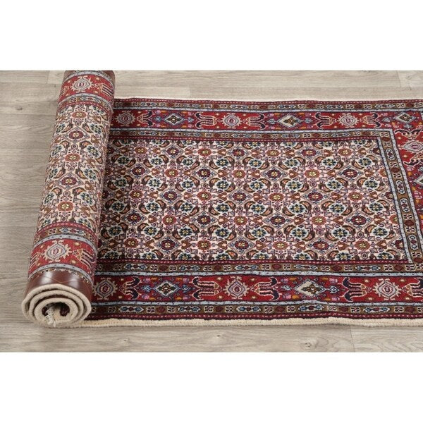 Mood Geometric Hand Knotted Wool & Silk Highlight Persian Rug - 6'3" x 2'8" Runner