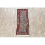 Mood Geometric Hand Knotted Wool & Silk Highlight Persian Rug - 6'3" x 2'8" Runner