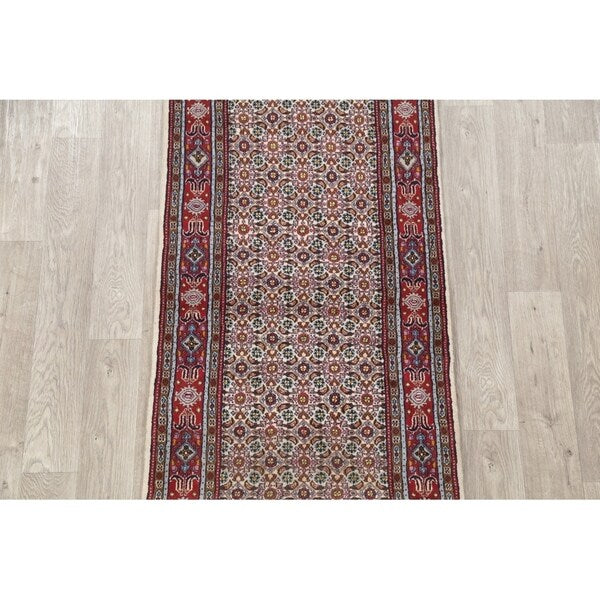 Mood Geometric Hand Knotted Wool & Silk Highlight Persian Rug - 6'3" x 2'8" Runner