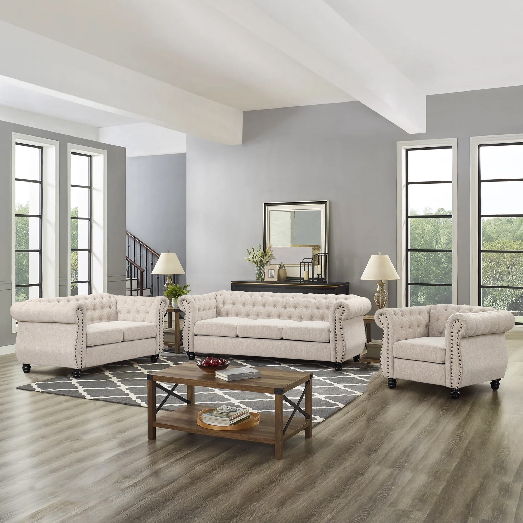 Morden Fort Chair Lovaseat Sofa Set 3PCS Furniture Set for Living Room