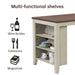 Morden Fort Farmhouse Rustic Dining Table with Storage Shelves, Rubberwood, Counter Height
