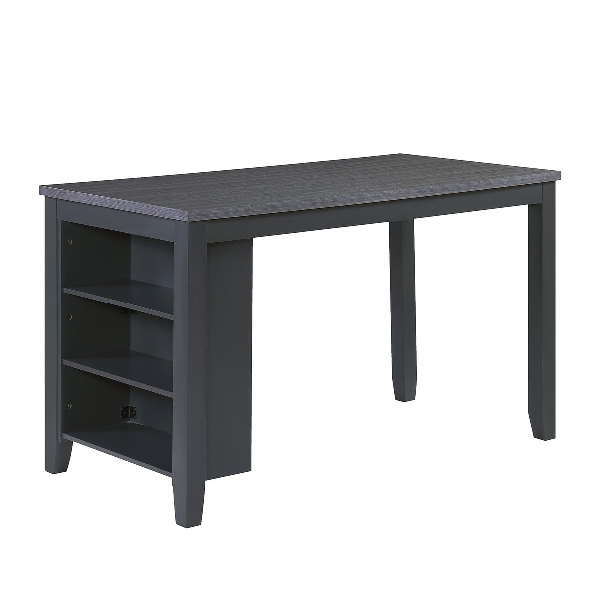 Morden Fort Farmhouse Rustic Dining Table with Storage Shelves, Rubberwood, Counter Height