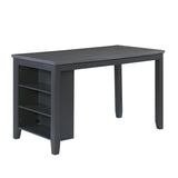 Morden Fort Farmhouse Rustic Dining Table with Storage Shelves, Rubberwood, Counter Height
