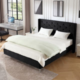 Morden Fort Queen Size Velvet Upholstered Platform Bed Frame with 6 inches Metal Legs