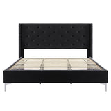 Morden Fort Queen Size Velvet Upholstered Platform Bed Frame with 6 inches Metal Legs