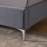 Morden Fort Queen Size Velvet Upholstered Platform Bed Frame with 6 inches Metal Legs