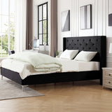 Morden Fort Queen Size Velvet Upholstered Platform Bed Frame with 6 inches Metal Legs
