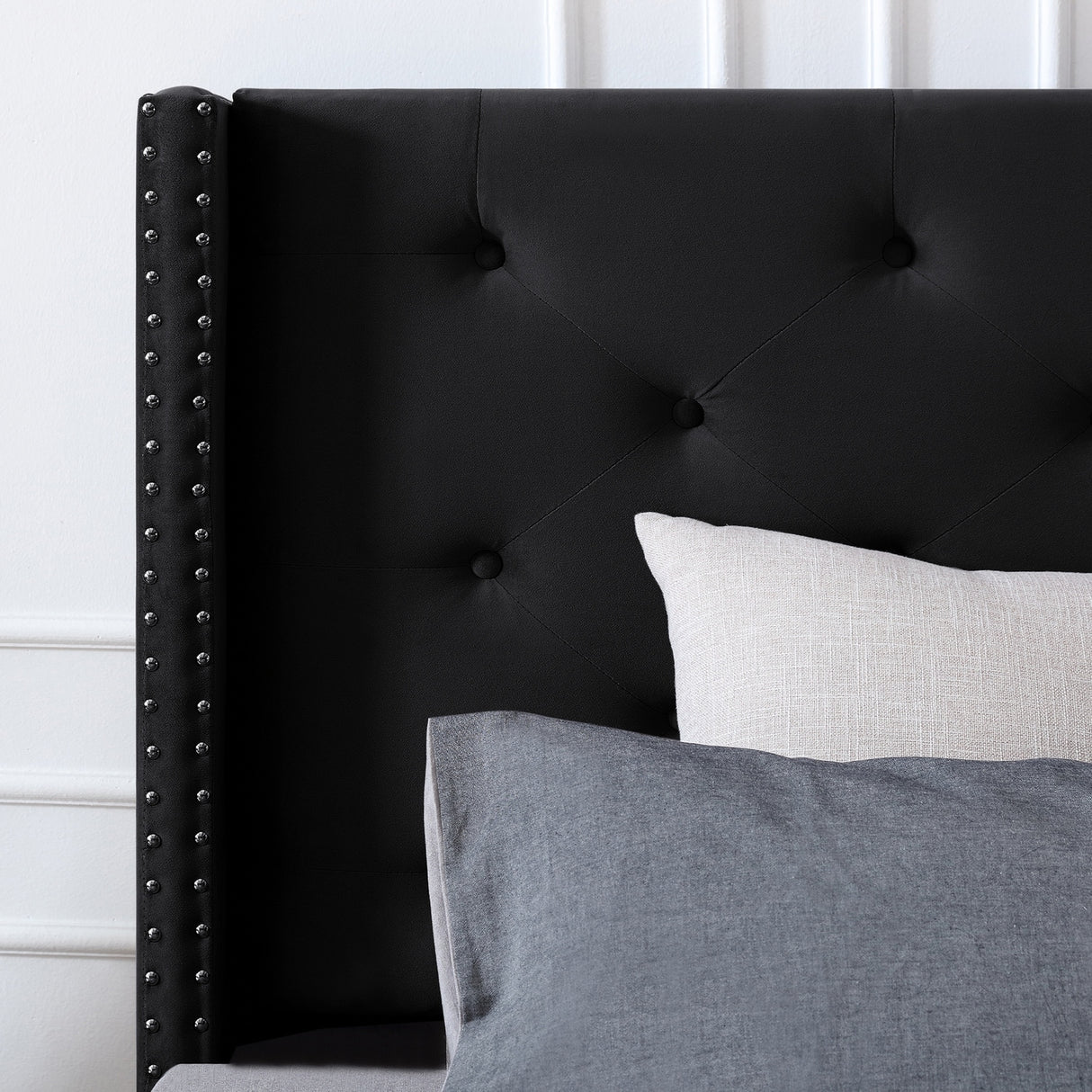 Morden Fort Queen Size Velvet Upholstered Platform Bed Frame with 6 inches Metal Legs